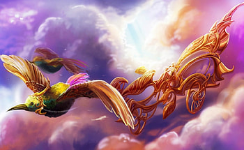 Fantasy Journey, nap, chariot, bird, fantasy, sky, girl HD wallpaper