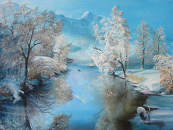 A perfect winter day, river, winter, cold, perfect, day, snow, trees, water, ice HD wallpaper