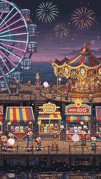 Pocket Carnival: Pierside Night HD phone wallpaper