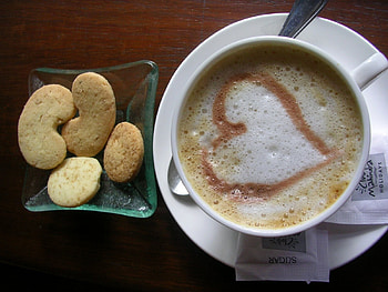Hot coffee, sweets, morning, cake HD wallpaper