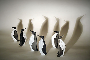Penguins Origami, penguins, origami, artwork, creative HD wallpaper