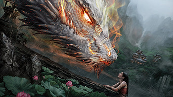 Dragon, girl, women, fantasy HD wallpaper