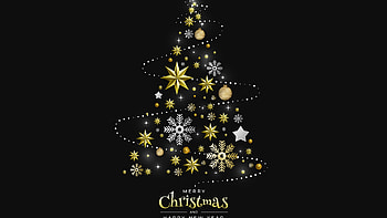 Christmas Tree Golden Stars Snowflakes Decoration Balls Christmas HD wallpaper