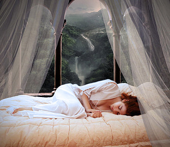 Dreams, falls, girl, 3d HD wallpaper