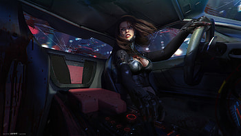 Injured Girl Driving Car Artwork, artist, artwork, digital-art, artstation HD wallpaper