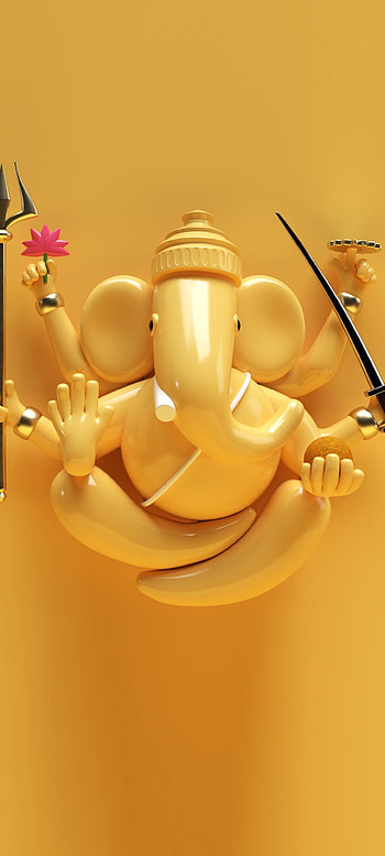 Load Ganesh 4, serveware, art, God, ganesh chaturthi, Golden HD phone wallpaper