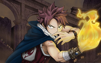 Natsu, magic, anime, manga, male, fire HD wallpaper