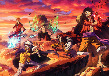 Legendary One Piece Crew: Luffy, Zoro, Sanji, Law & Kid in Epic, Monkey D. Luffy, Eustass Kid, Roronoa Zoro, Sanji (One Piece), Trafalgar Law, Anime, One Piece HD wallpaper
