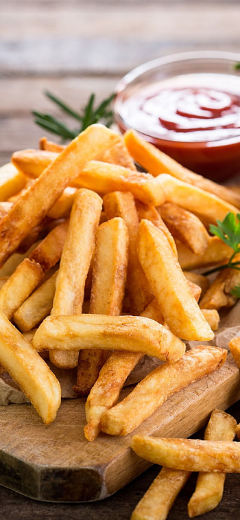 Adorable kawaii fries, Cute and tasty, Whimsical design, Fun food art HD phone wallpaper