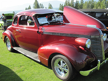 1937 Pontiac, headlights, Pontiac, black, graphy, red, tires HD wallpaper