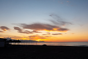 Nature, Sunset, Sky, Sea, Clouds, Coast HD wallpaper