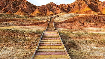 Walkway to Colorful Rock Mountain, Nature, rocks, walkway, mountain HD wallpaper