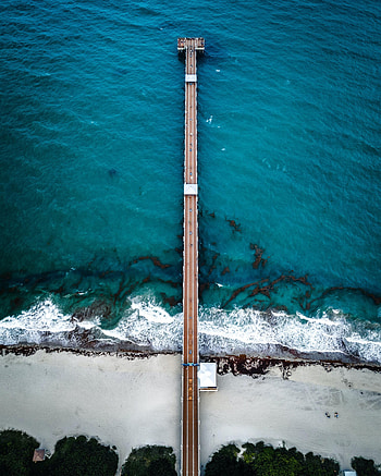 Nature, Sea, Waves, Beach, View From Above, Pier HD phone wallpaper