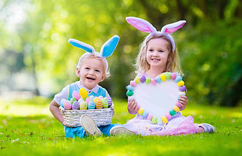 Happy Easter!, egg, children, cute, girl, copil, little, bunny, boy, green, ears, funny, easter, heart HD wallpaper