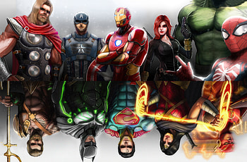 Aquaman, Comics, Crossover, Avengers, Batman, Black Widow, Captain America, Dc Comics, Flash, Hulk, Iron Man, Justice League, Lasso Of Truth, Spider Man, Superman, Thor, Wonder Woman HD wallpaper