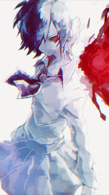 Touka Kirishima, red eyes, tie, dress, purple hair, short hair, Touka Kirishima, Anime, Tokyo Ghoul HD phone wallpaper