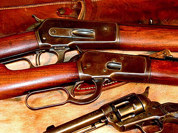 Father and Son, rifles, winchester, pistol, western HD wallpaper