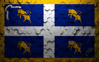 Flag of Turin, honeycomb art, Turin hexagons flag, Turin 3d hexagons art, Turin flag HD wallpaper