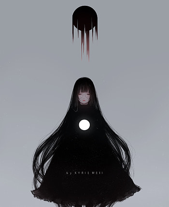Anime girl, minimal, original, long hair, art HD phone wallpaper
