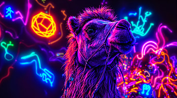 Vibrant Camel Ultra, camel, neon lights, colorful, animal portrait HD wallpaper