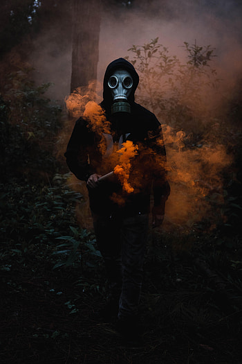 Smoke, Miscellanea, Miscellaneous, Forest, Hood, Respirator, Color Bump, Colored Bump HD phone wallpaper