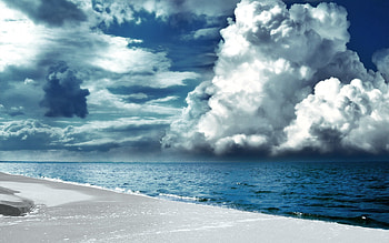 Nature, Clouds, Beach, Sand, Shore, Bank, Volumetric, Voluminous HD wallpaper