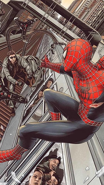 Spiderman2, fight, train HD phone wallpaper