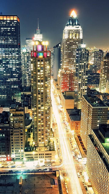 City at Night, light, night, city, man made, New York HD phone wallpaper
