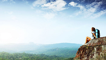 brunette supermodel climbing tall mountain, sexy, hot, cute, tall HD wallpaper