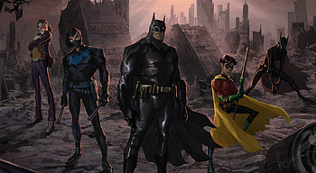 Batman and his team, robin, falcon, artwork HD wallpaper