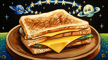 Galactic Grilled Cheese: A Delight, grilled cheese, sandwich, space, cheese, planet HD wallpaper