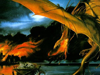 Destruction of Fire, destruction, city, flames, dragon, fire HD wallpaper