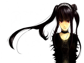 Dark Angel, nobusnow, Red Eyes, Anime, Original, Angel, Black Hair, Cute, Girl, Dark, Long Hair HD wallpaper
