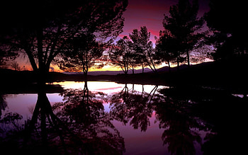 sunset, lake HD wallpaper