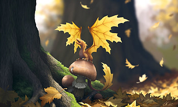 Leaf dragon, fantasy, yellow, dragon, autumn, luminos, leaf, dashase HD wallpaper