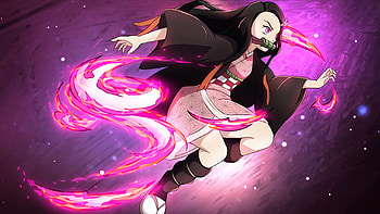 Nezuko Kamado Purple Background Demon Slayer Kimetsu no Yaiba HD wallpaper