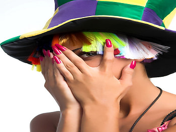 clown, colorful, girl, hide, hat HD wallpaper