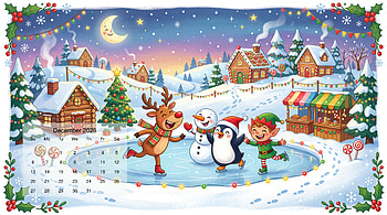 December 2026 — Winter Wonderland Calendar HD wallpaper