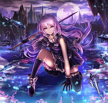 Moonlight Magic, emotional, cute, long hair, dress, nice, lady, scenery, moon, scenic, maiden, sinister, , female, sexy, sweet, scene, hot, girl, anime girl, anime, pretty, serious, gown, lovely HD wallpaper