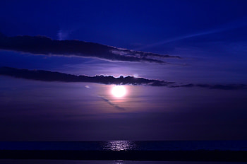 Blue Sea Sky Sunset Evening , nature, sunset, sky, evening HD wallpaper