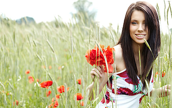 Girl With Rose hoot, girls, model, rose HD wallpaper