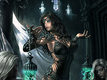 Garilaria, art, fantasy, green, black, kyu yong eom, girl HD wallpaper