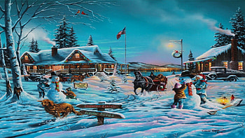 Snowman Contest, winter, snowman, children, snow HD wallpaper