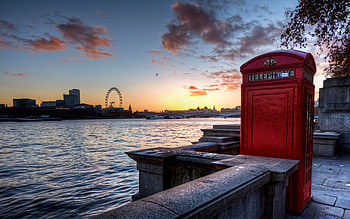 Red tele booth, England HD wallpaper