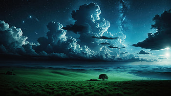 Serene Nightscape: Ultra of Fields and Clouds, field, cloud, night, nature HD wallpaper