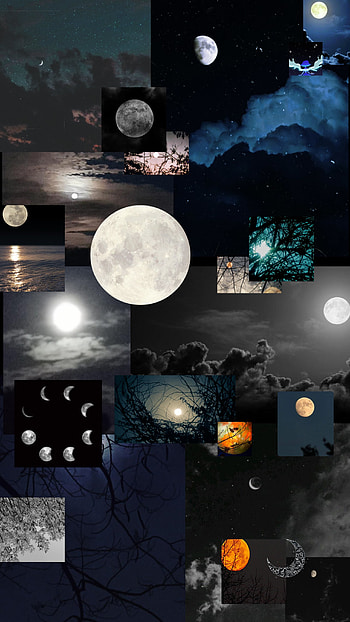 Moon night, atmosphere, art HD phone wallpaper