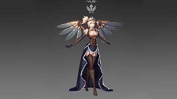 Overwatch - Mercy, mercy, gradient background, overwatch, video games, character HD wallpaper
