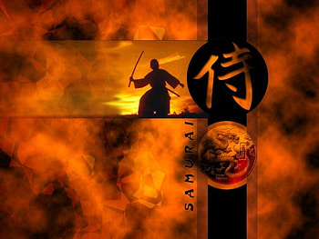 Samurai, sword, orange, japan HD wallpaper