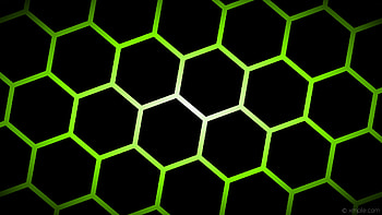 glow hexagon black white green gradient lawn green HD wallpaper