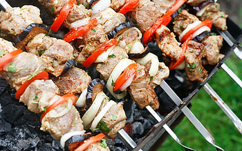 Food, Vegetables, Meat, Barbecue, Shashlik, Skewer, Skewers HD wallpaper